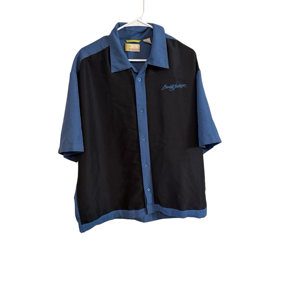 XL Men's Barrett-Jackson Black Blue Cubavera Button Down Short Sleeve Shirt